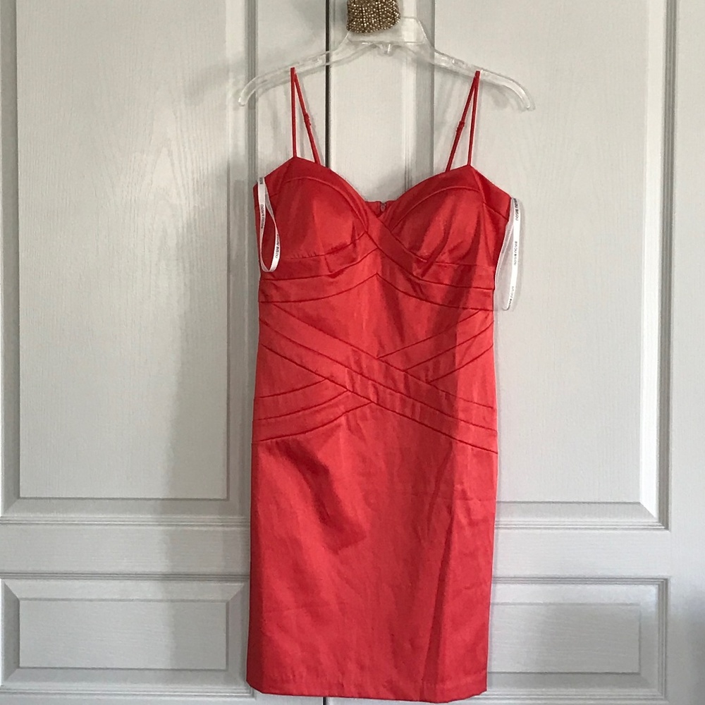 BISOU BISOU Coral Dress Poly/Cotton/Spandex w/Bralette Sz10 Nice!